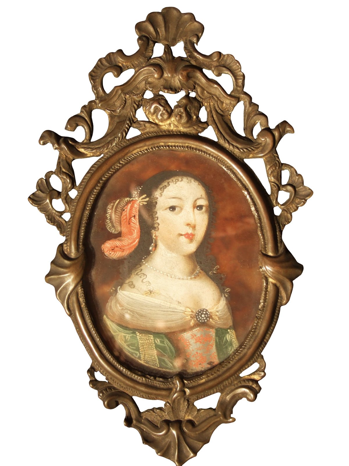 17th-18th Century Spanish Portrait Miniature, Noblewoman on Tortoiseshell