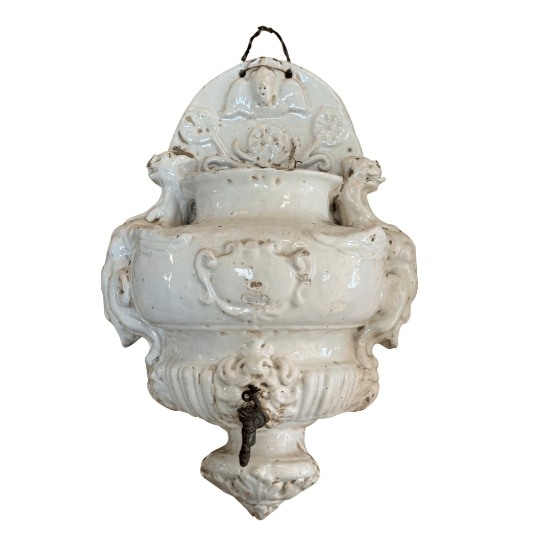 17th-18th Century White Ceramic Italian Lavabo