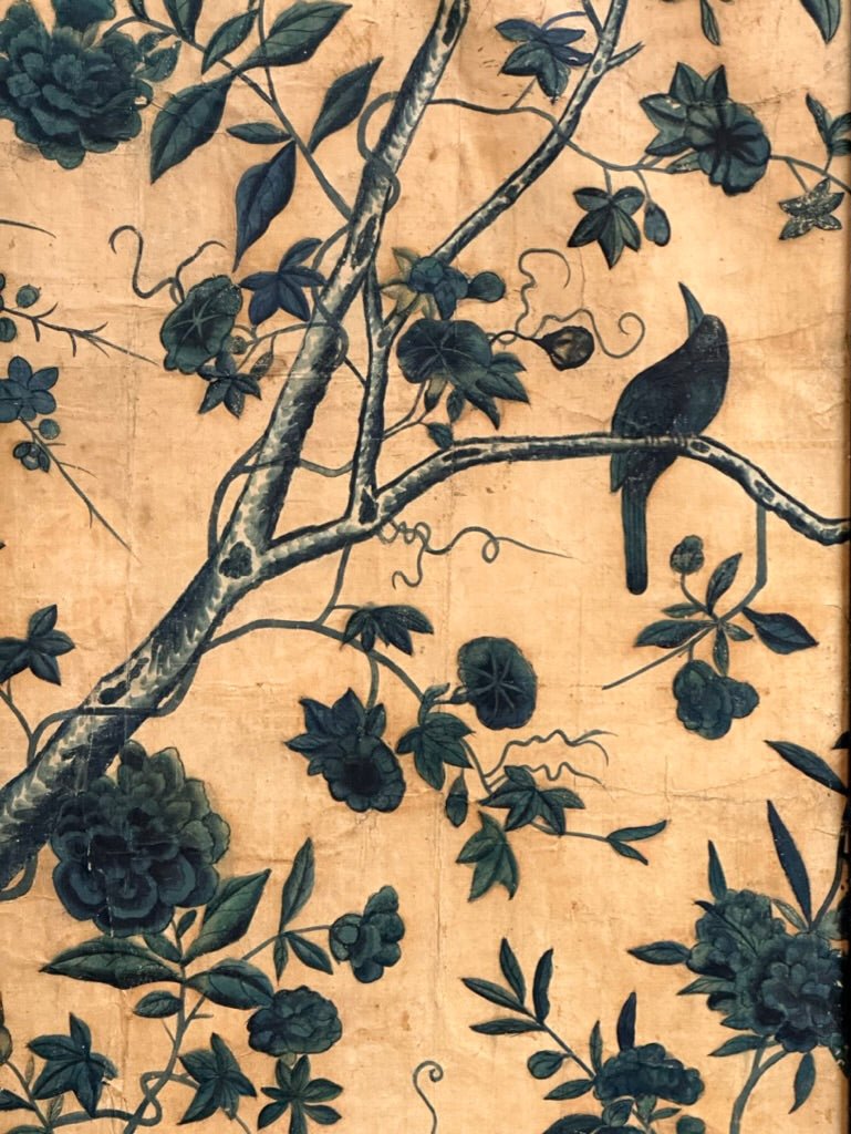 18th Century Chinese Hand - Painted Wallpaper Four - Panel Screen - Helen Storey Antiques