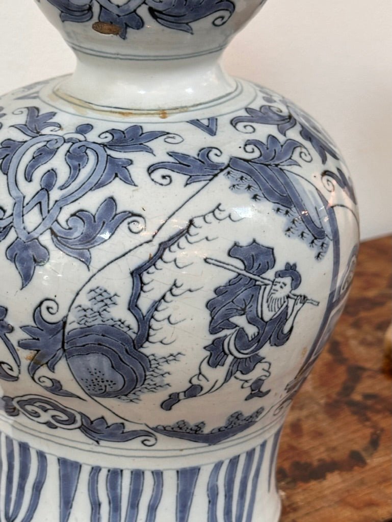 18th Century Dutch Delft Blue &amp; White Vase - Helen Storey Antiques