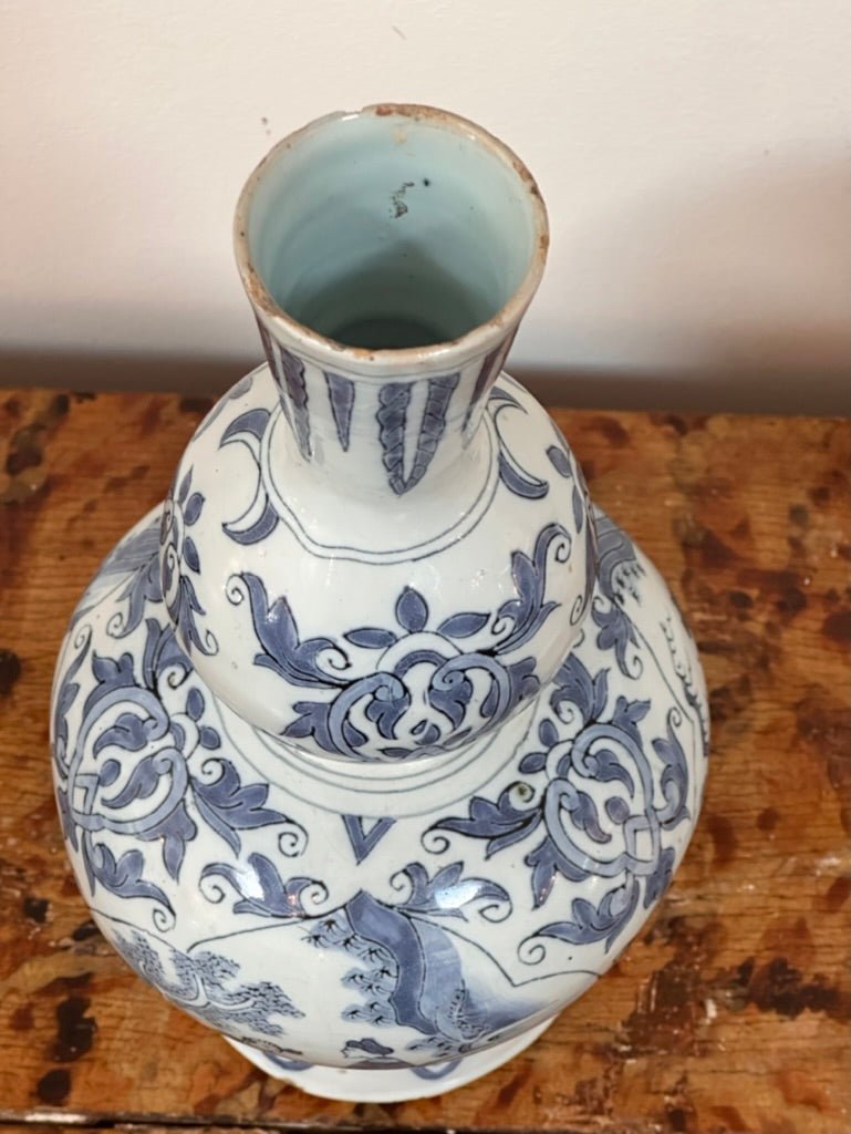 18th Century Dutch Delft Blue &amp; White Vase - Helen Storey Antiques