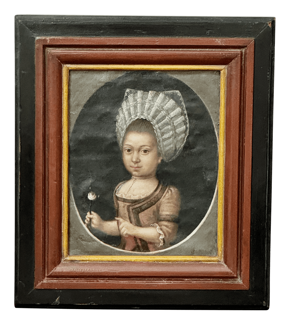 18th Century Dutch Portrait of Young Girl Oil on Canvas - Helen Storey Antiques