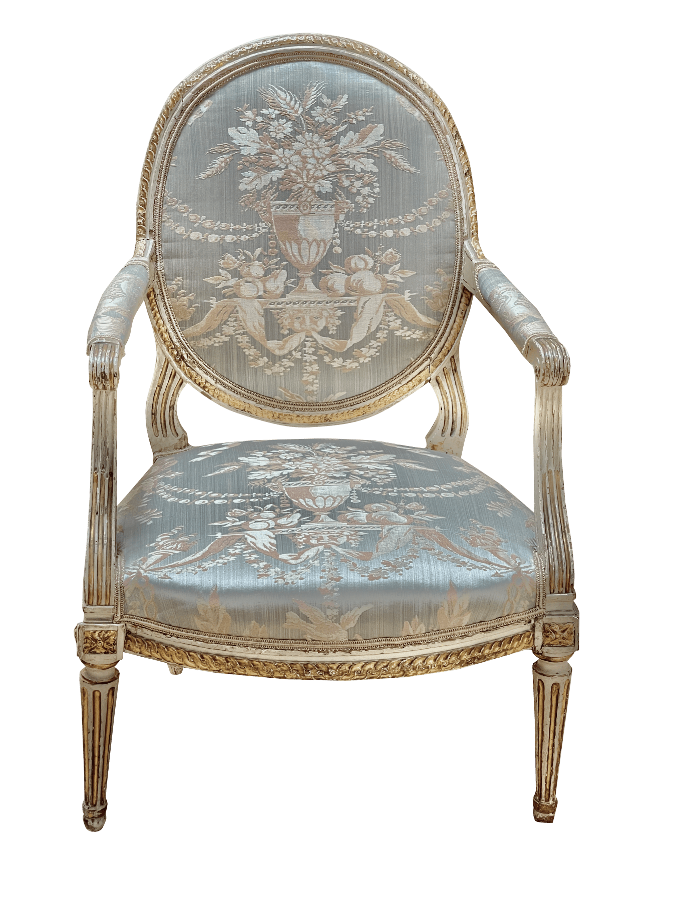 18th Century French Louis XV Carved Gilt Wood Fauteuil Arm Chair