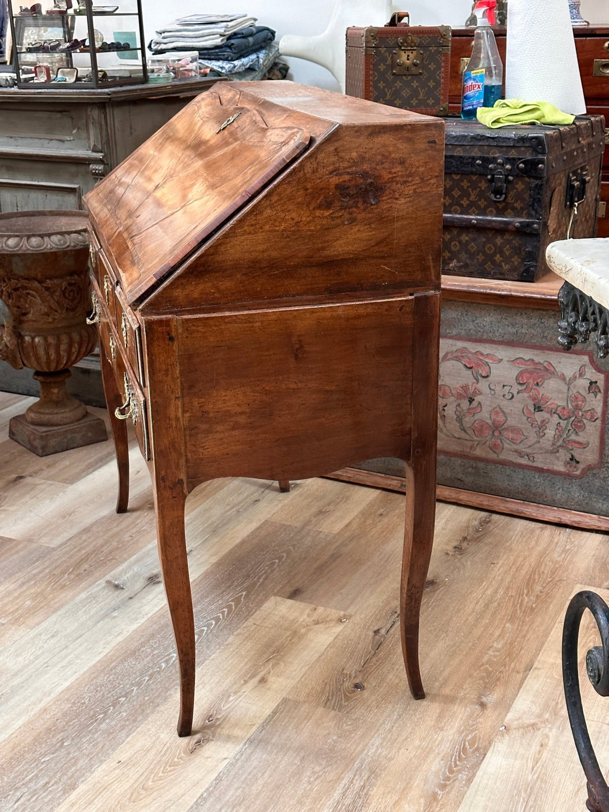 18th Century French Provincial Louis XV Cherry Slant Front Desk - Helen Storey Antiques