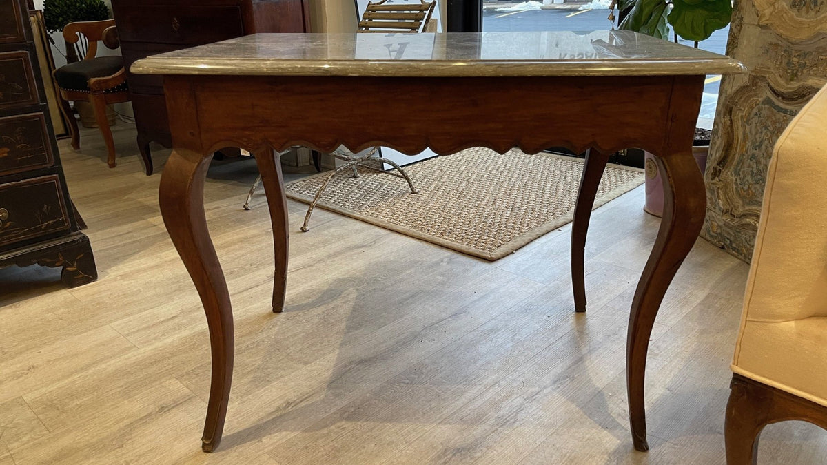 18TH CENTURY FRENCH PROVINCIAL MARBLE TOP TABLE - Helen Storey Antiques