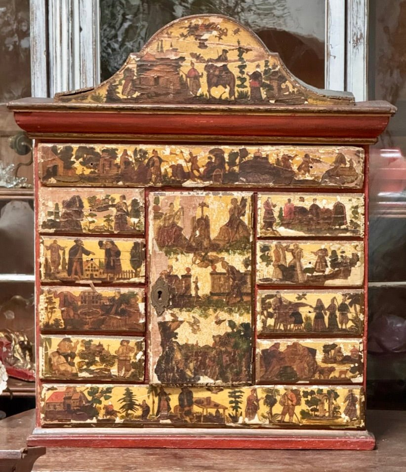 18th Century Italian Lacca Povera Valuables Cabinet - Helen Storey Antiques