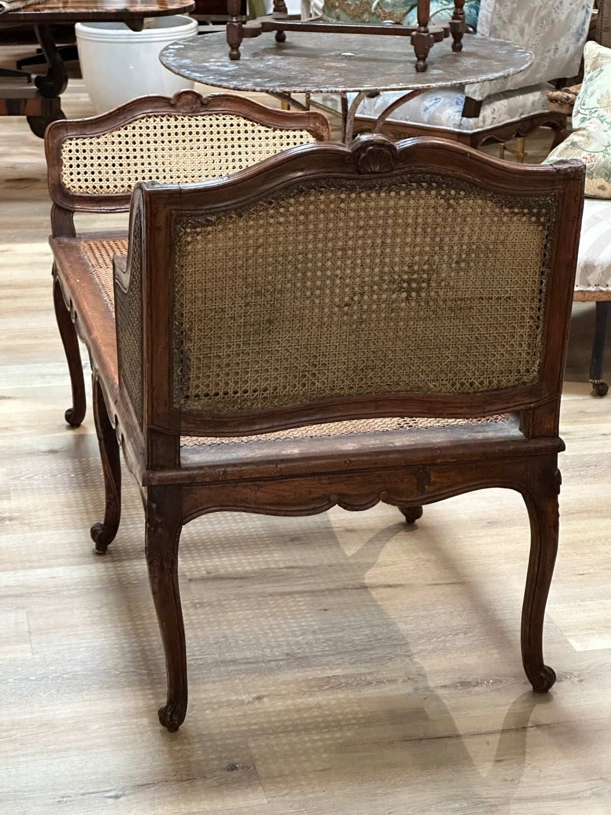 18th century Italian Lit de Repos in Walnut and Cane - Helen Storey Antiques