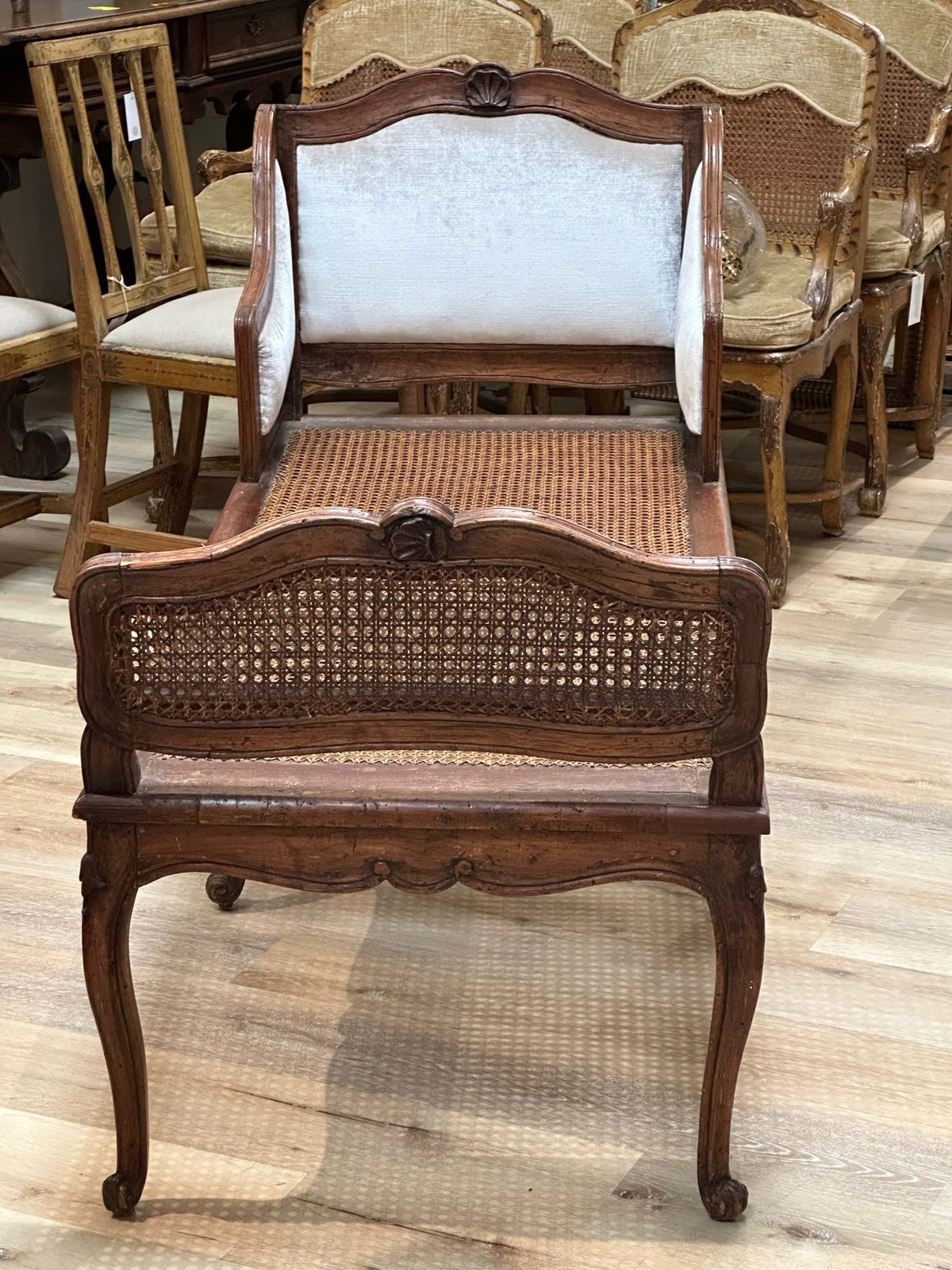 18th century Italian Lit de Repos in Walnut and Cane - Helen Storey Antiques