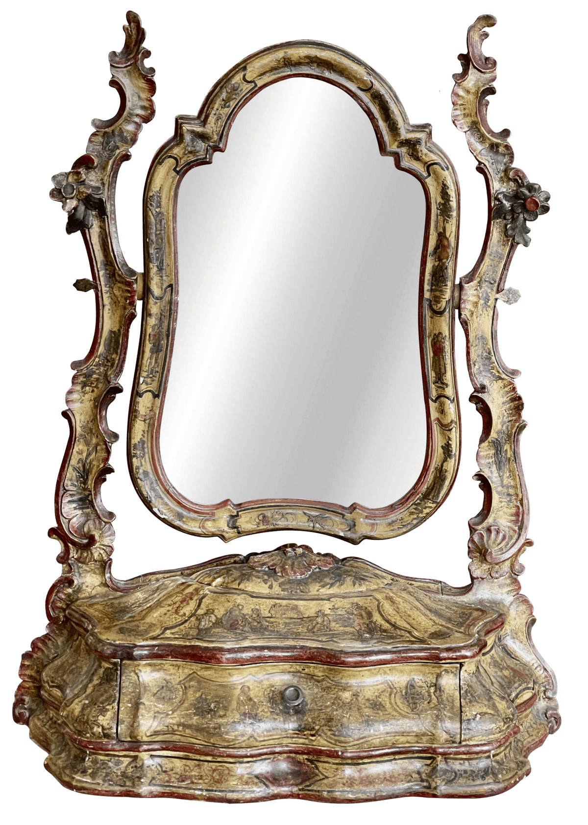 18th Century Lacca Povera Dressing Mirror - Helen Storey Antiques