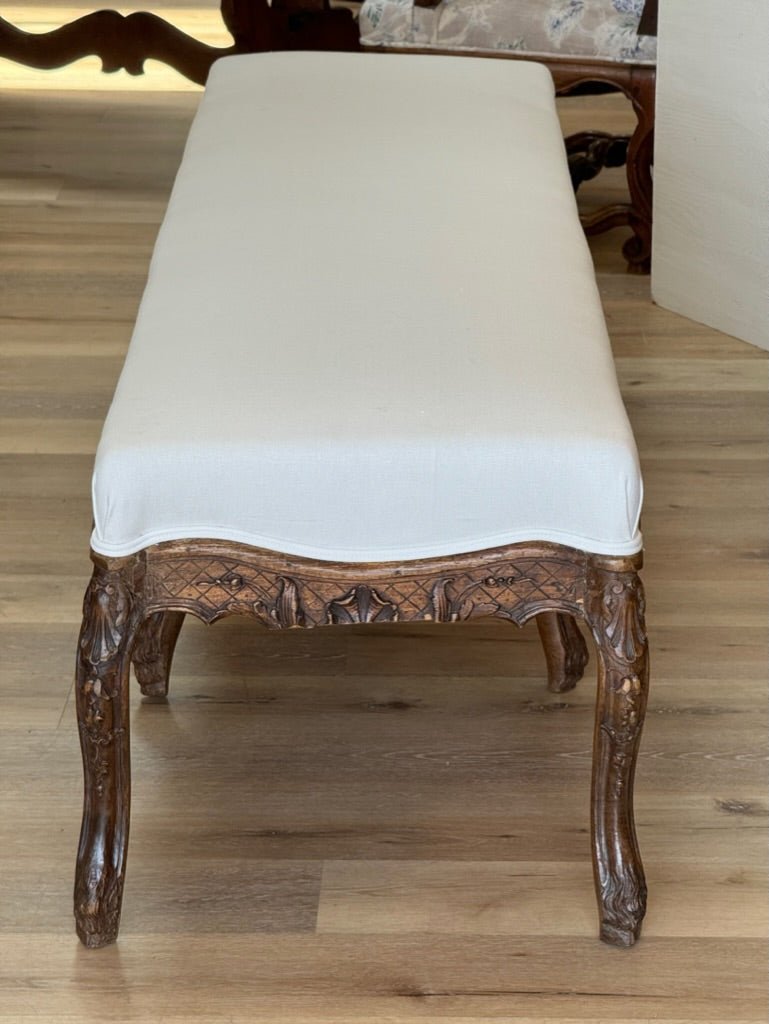 18th Century Louis XV Carved Beechwood Bench - Helen Storey Antiques