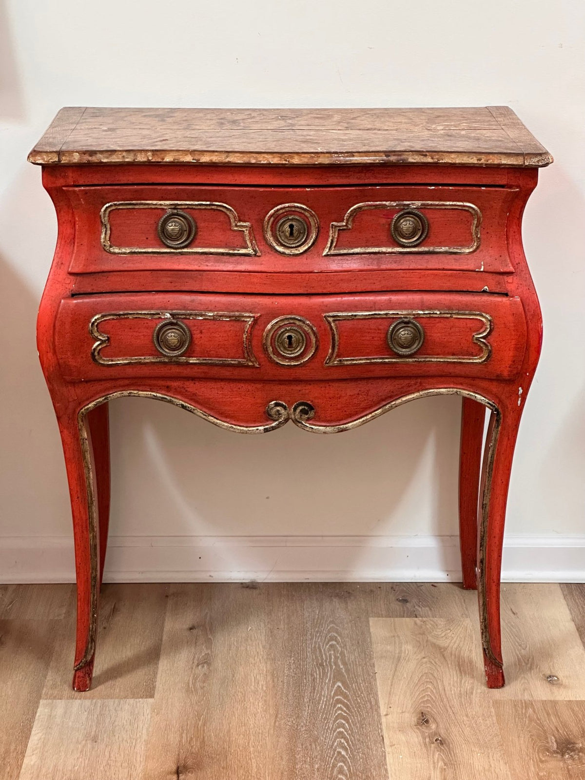 18th Century Louis XV Commode with Faux Marble Top - Helen Storey Antiques