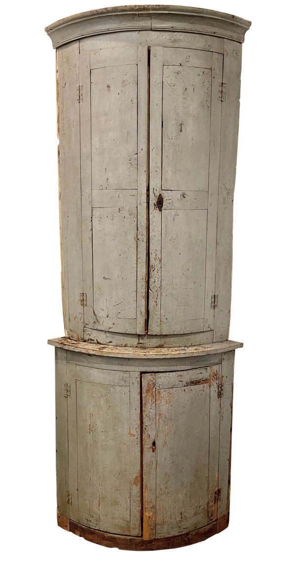 18th Century Painted French Provincial Corner Cupboard - Helen Storey Antiques