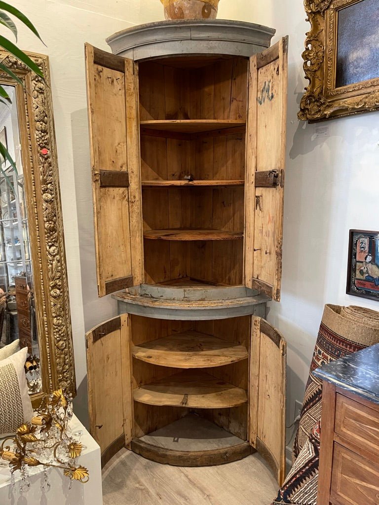 18th Century Painted French Provincial Corner Cupboard - Helen Storey Antiques