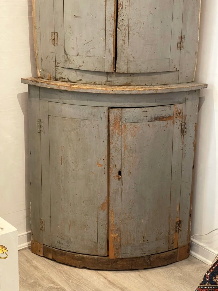 18th Century Painted French Provincial Corner Cupboard - Helen Storey Antiques