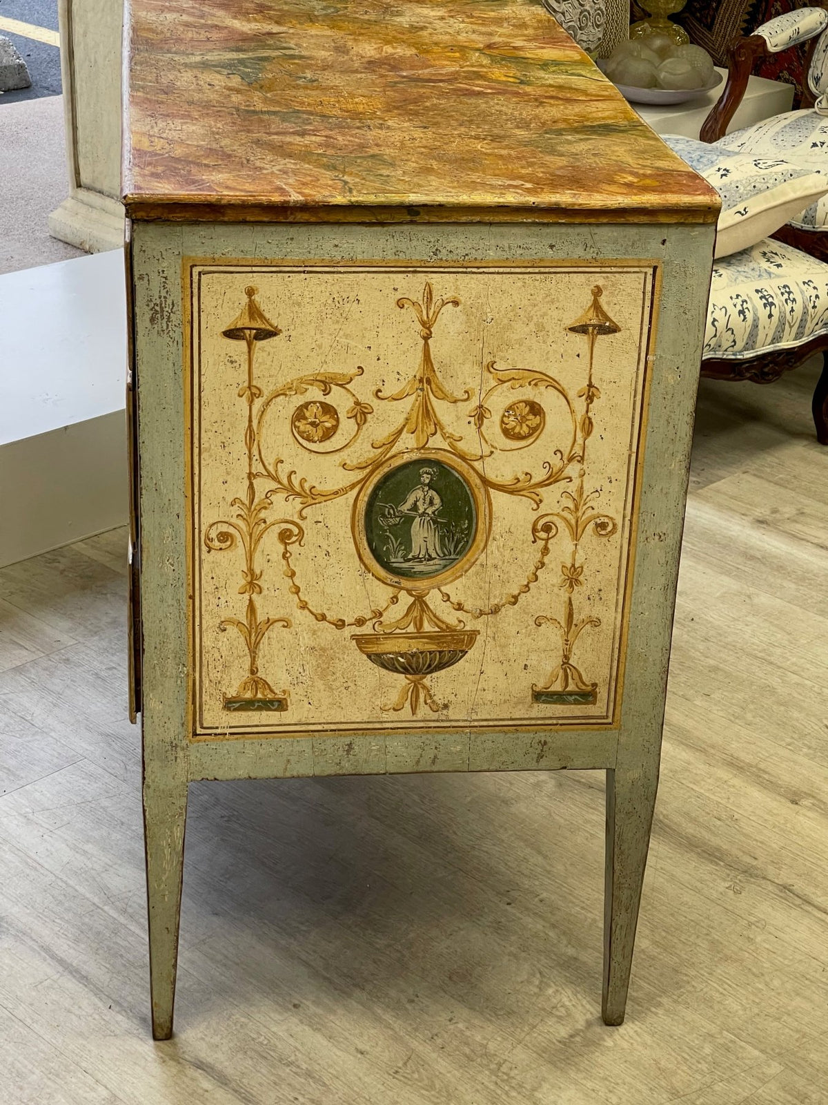 18th Century Painted Italian Neoclassical Two - Drawer Commode - Chinoiserie - Helen Storey Antiques