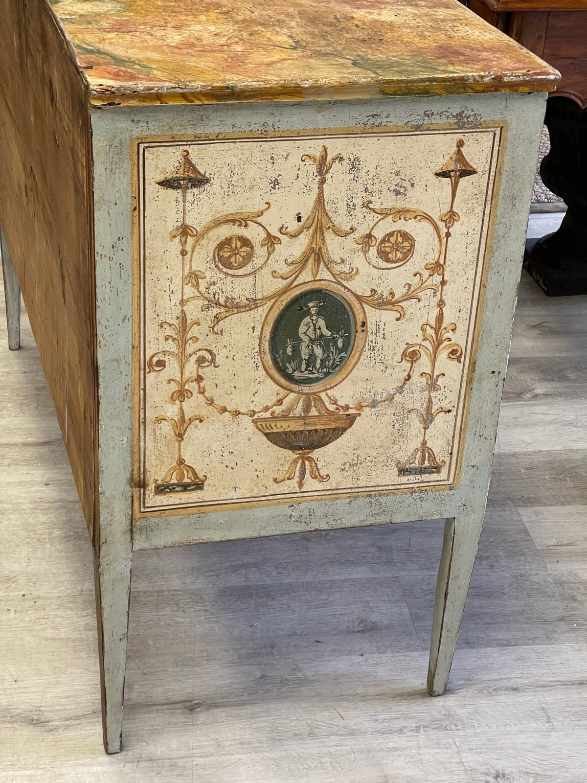 18th Century Painted Italian Neoclassical Two - Drawer Commode - Chinoiserie - Helen Storey Antiques