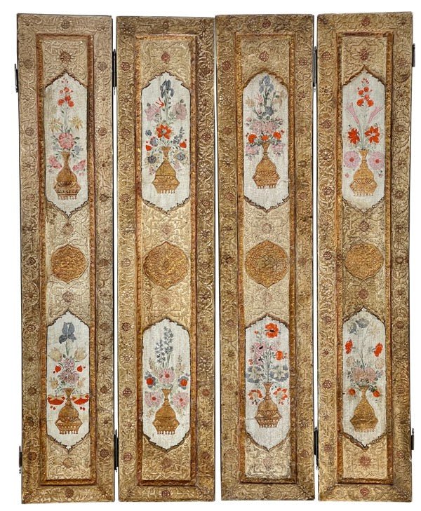 18th Century Painted Panels, Gilt and Polychrome Screen - Helen Storey Antiques