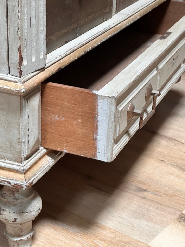 19th Century Cartonnier file cabinet with tooled leather drawers - Helen Storey Antiques