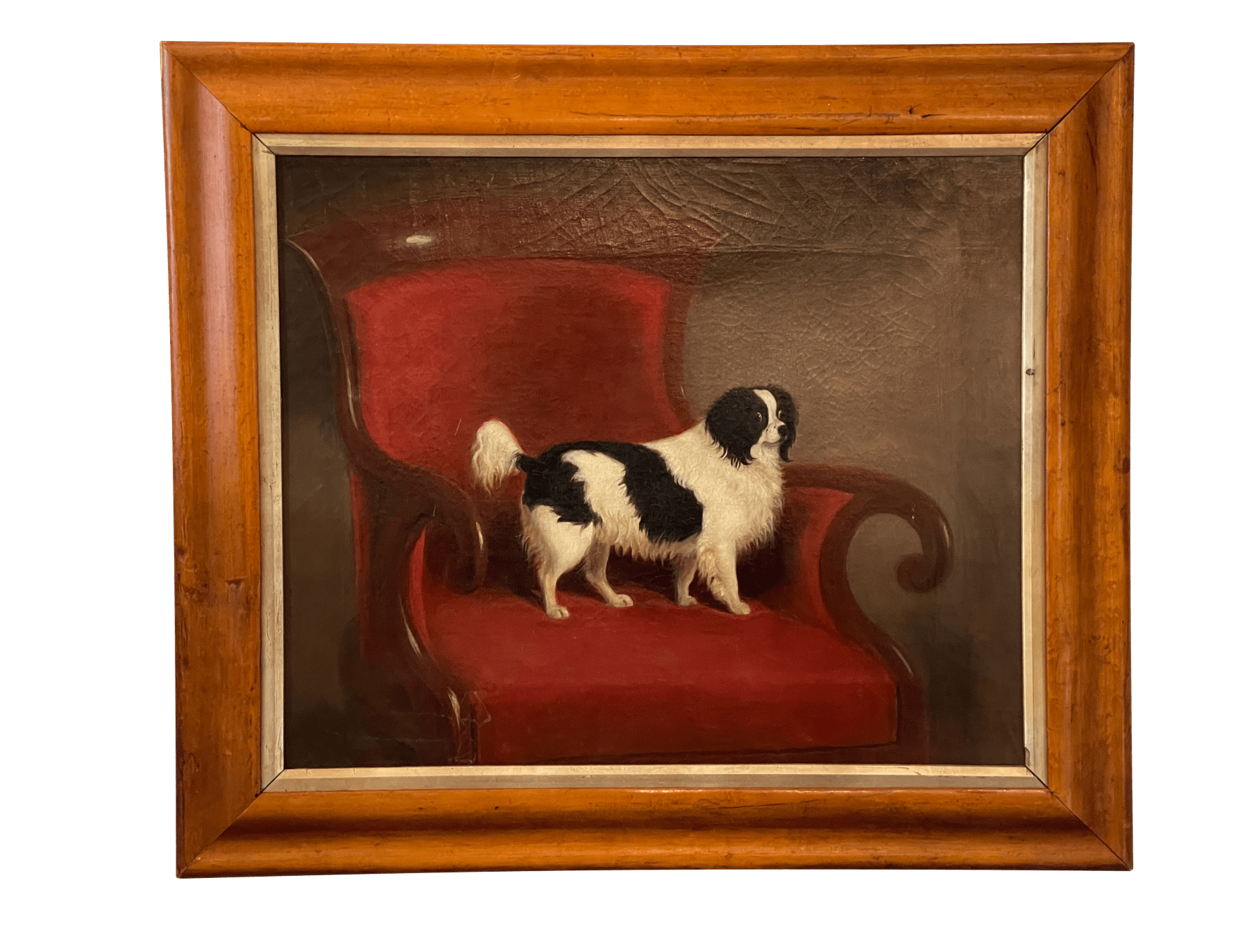 19th Century Charming Oil on Canvas Portrait of a Spaniel