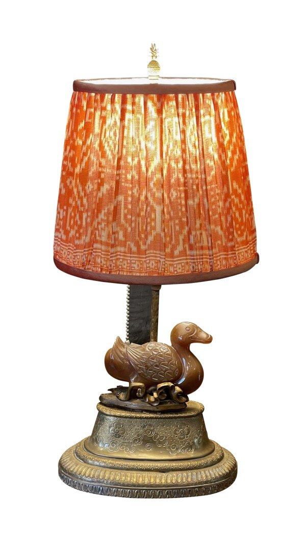 19TH CENTURY CHINESE CARVED AGATE DUCK MOUNTED AS A LAMP - Helen Storey Antiques