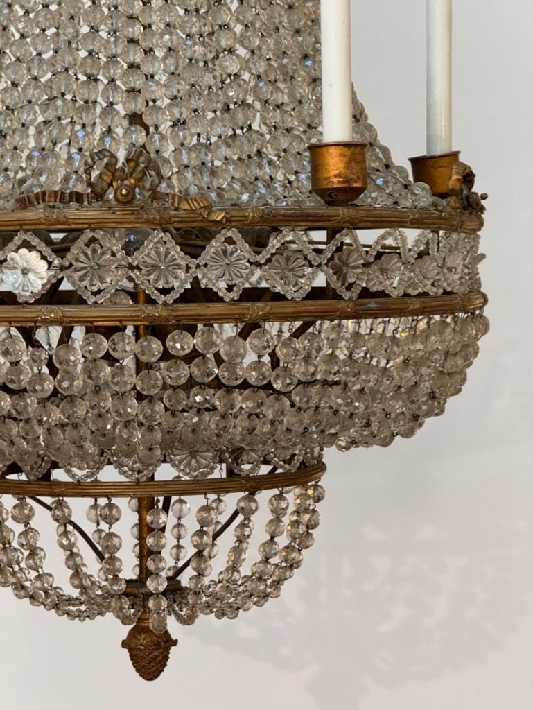 19th Century French Bronze and Crystal Empire Chandelier - Helen Storey Antiques