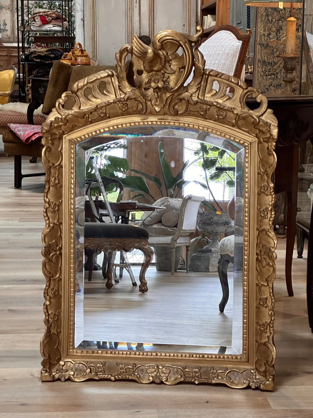 19th Century French Carved, gilded, molded mirror - Helen Storey Antiques