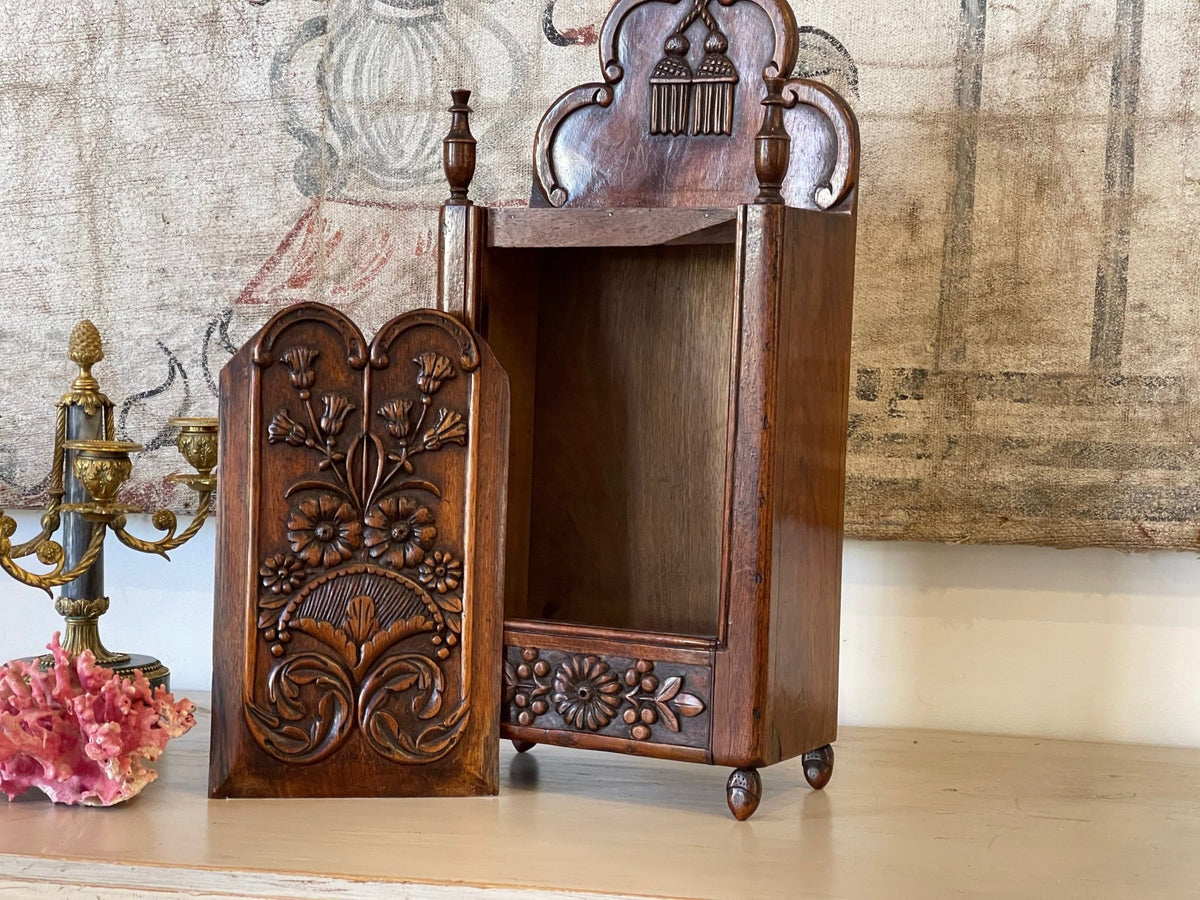 19th Century French Provincial Fariniere Walnut Flour Box - Helen Storey Antiques