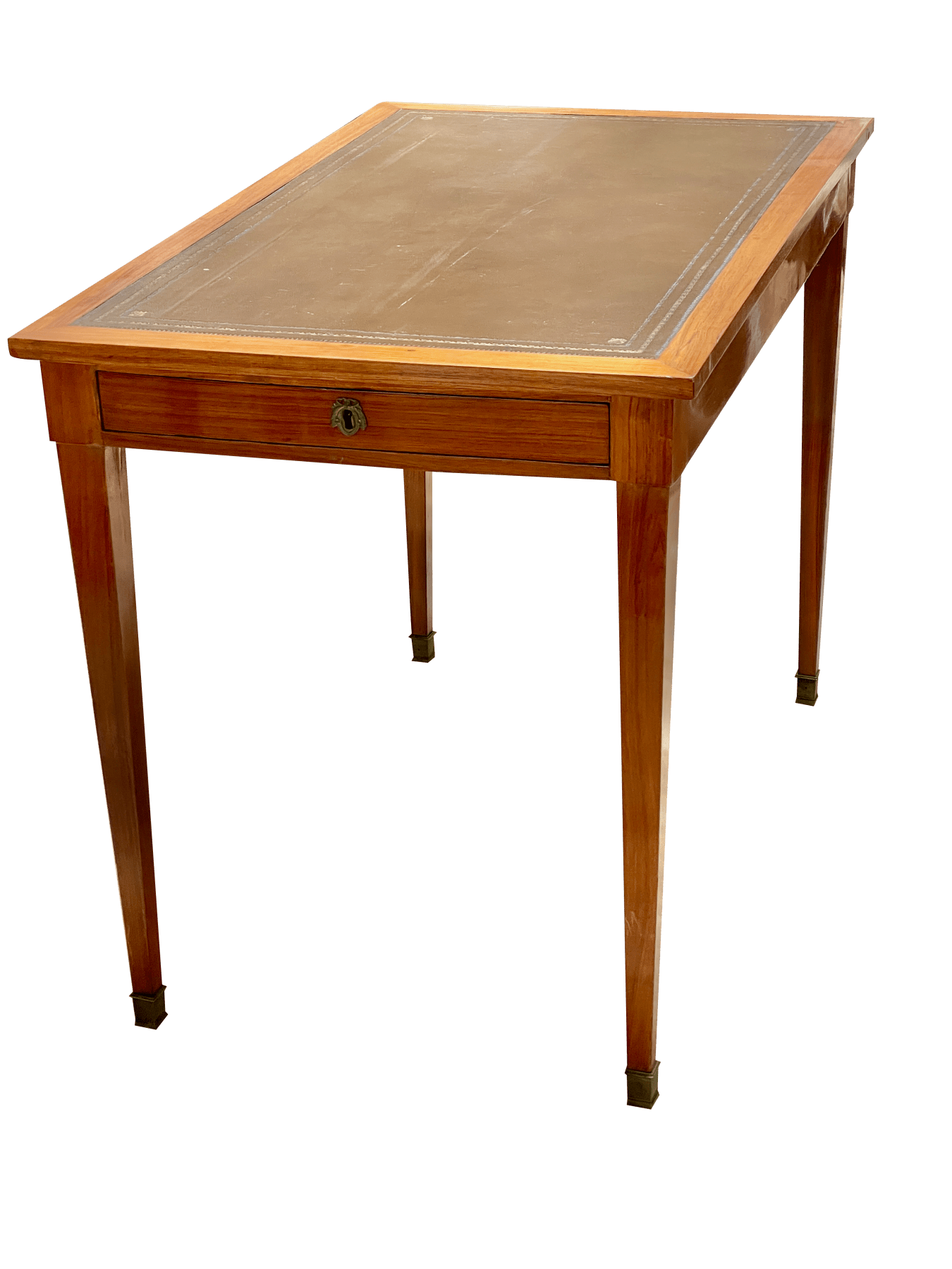 19th Century French Restauration Period Side Table with Leather Top