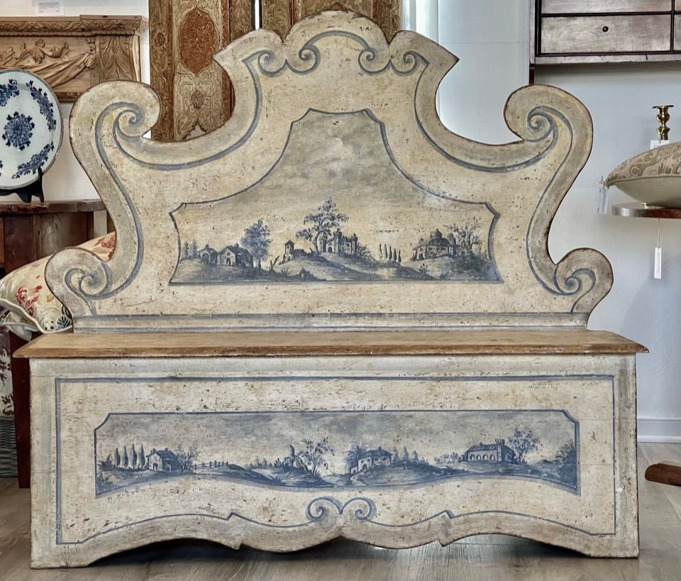 19th Century Italian Baroque Style Tuscan Hall Bench - Helen Storey Antiques