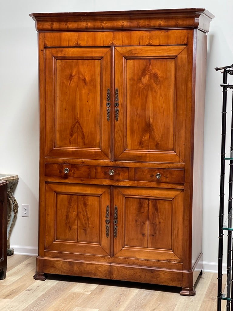 19th Century Louis Philippe Cherry Wood Armoire - Helen Storey Antiques