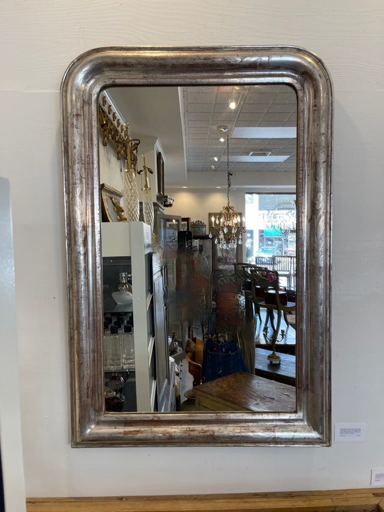 19th Century Louis Philippe Gilded Silver Leafed Mirror - Helen Storey Antiques