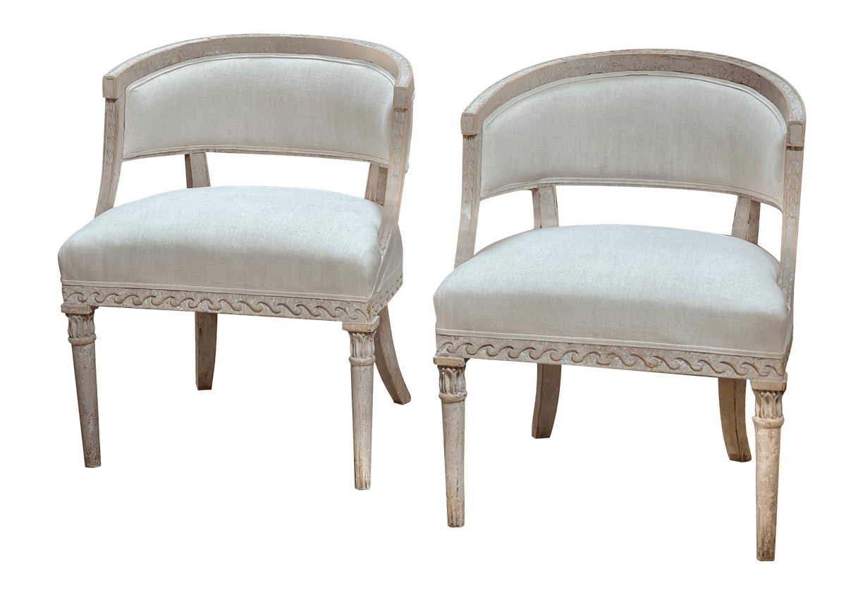 19th Century Pair of Swedish Barrel Back Chairs - Helen Storey Antiques