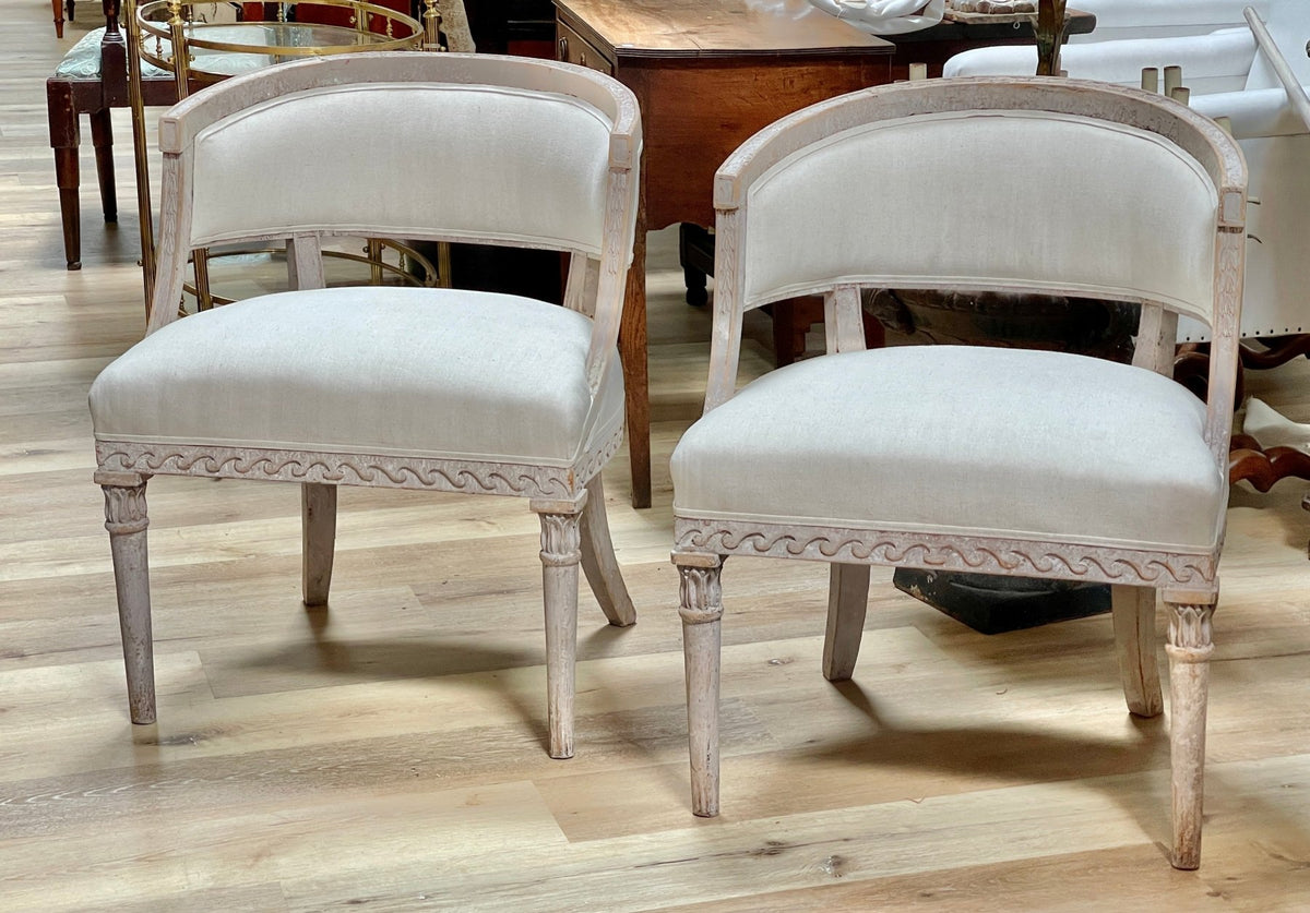 19th Century Pair of Swedish Barrel Back Chairs - Helen Storey Antiques