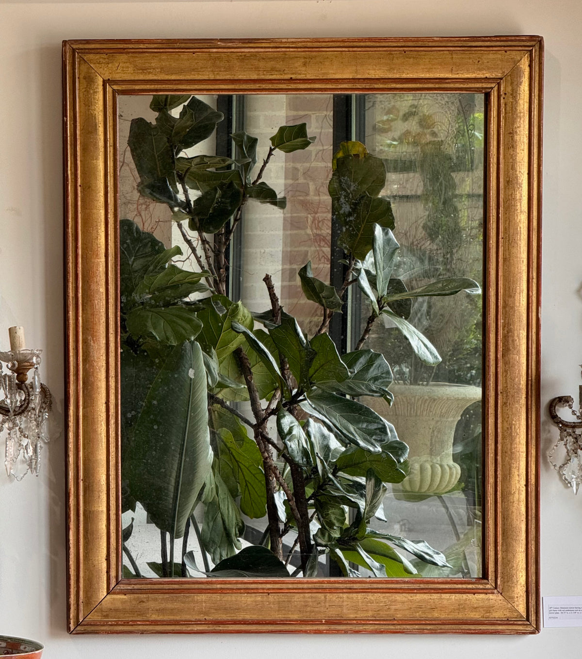 French 18th Century Directoire Gilded Rectangular Mirror, Red undertones, Original Mirror Plate