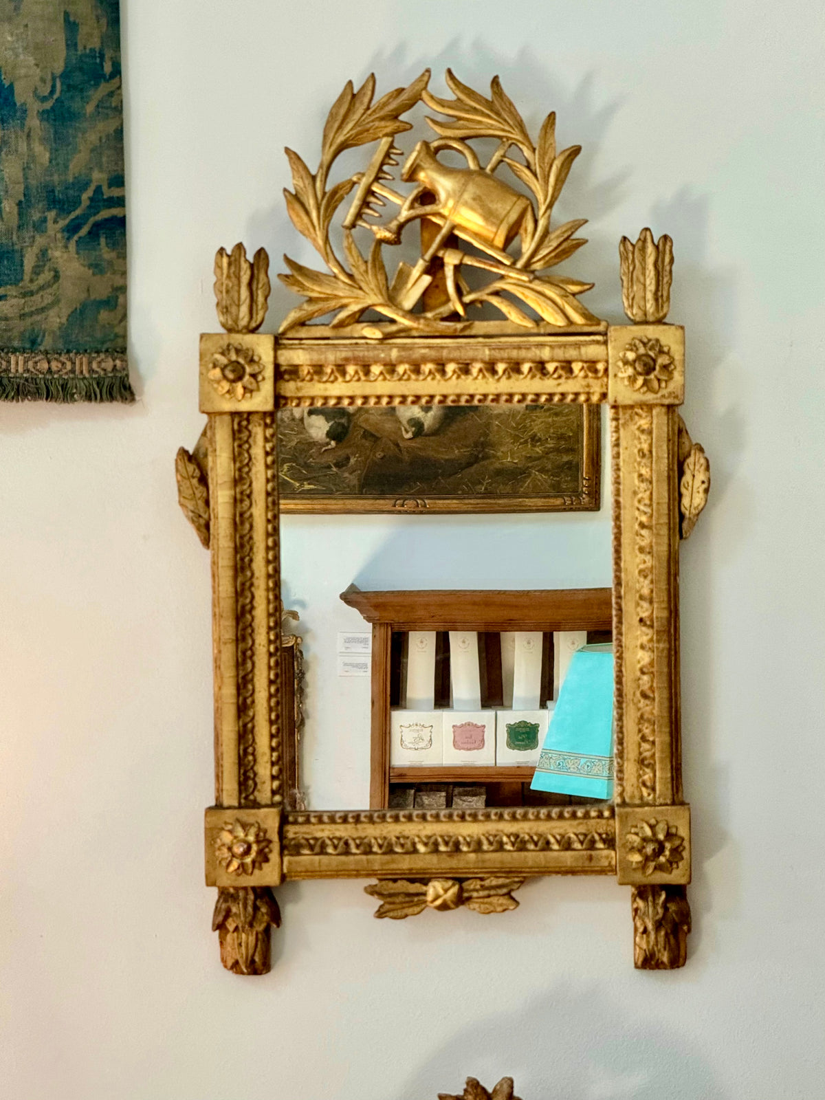 Charming Small French Provincial Carved and Gilded Mirror