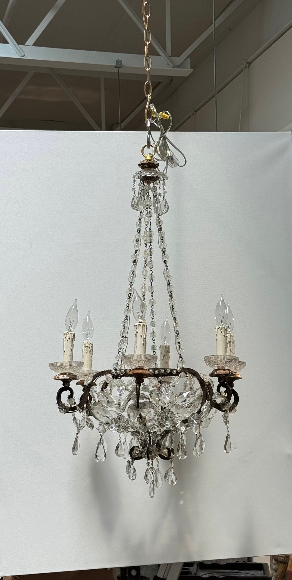 Small 18th Century Italian Chandelier with early crystals