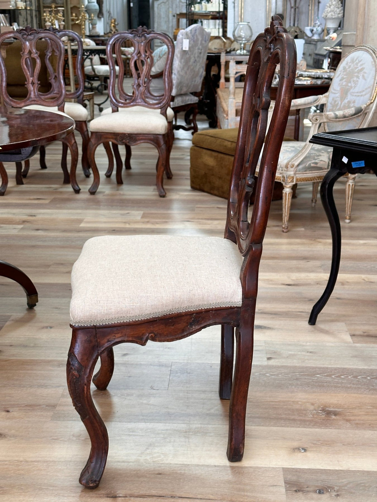 A fine set of Six 18th Century Rococo Italian Dining Chairs - Helen Storey Antiques