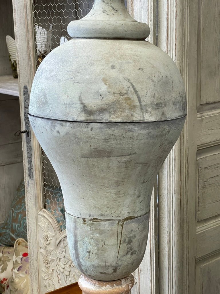 Antique Zinc Urn on Stone base - Helen Storey Antiques