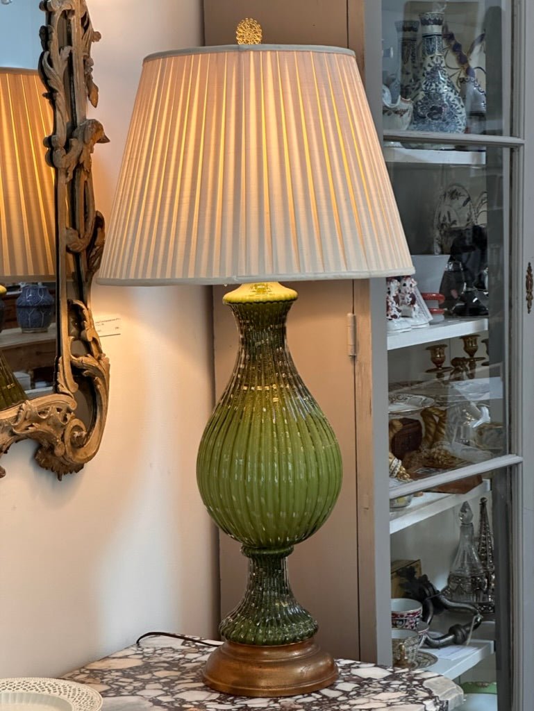 Barovier &amp; Toso Murano Green Bullicante Table Lamp, c. 1950 - Helen Storey Antiques