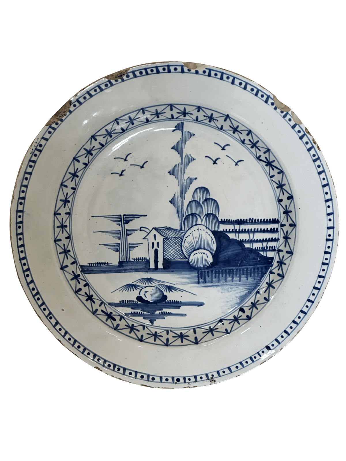 Blue and White Delft Charger, London - Helen Storey Antiques