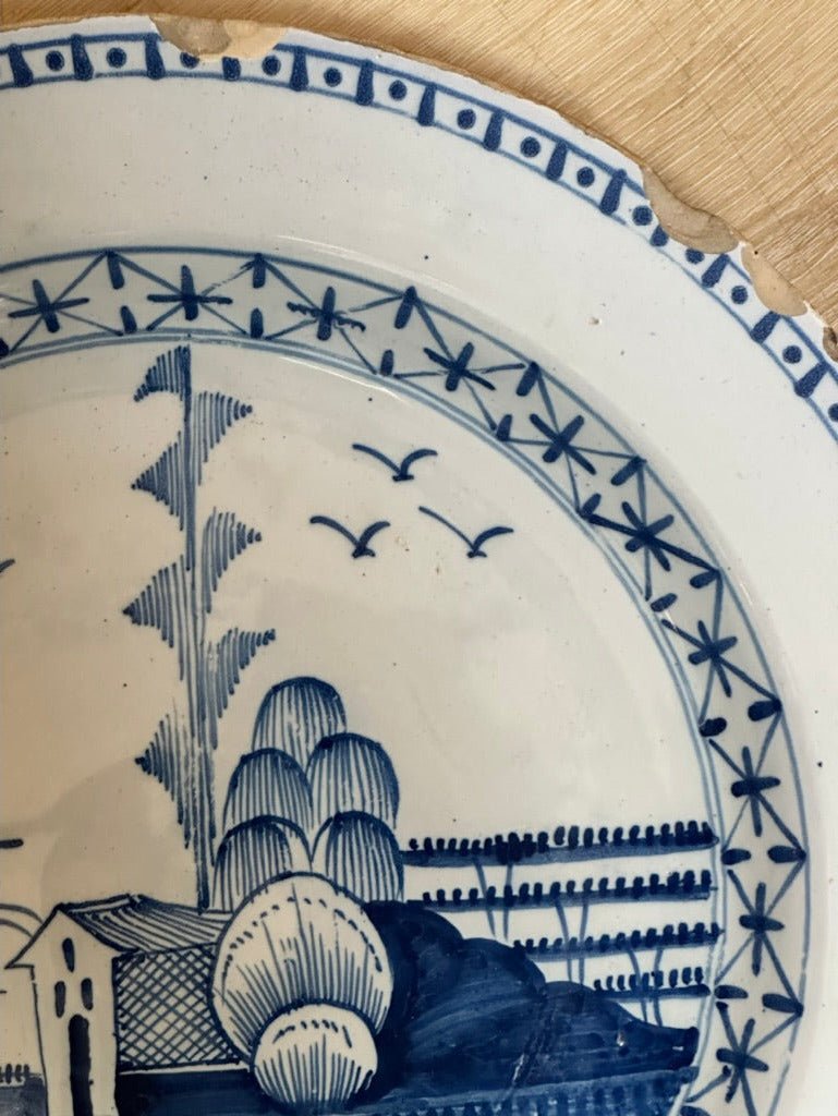 Blue and White Delft Charger, London - Helen Storey Antiques