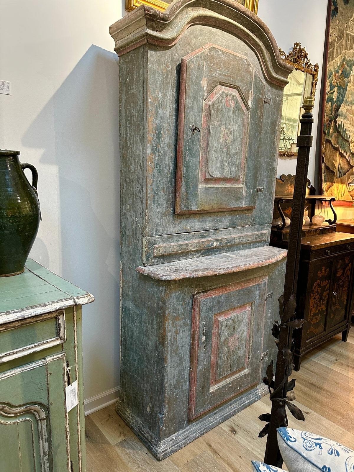 Blue Swedish Cabinet, c. 1800, original paint - Helen Storey Antiques