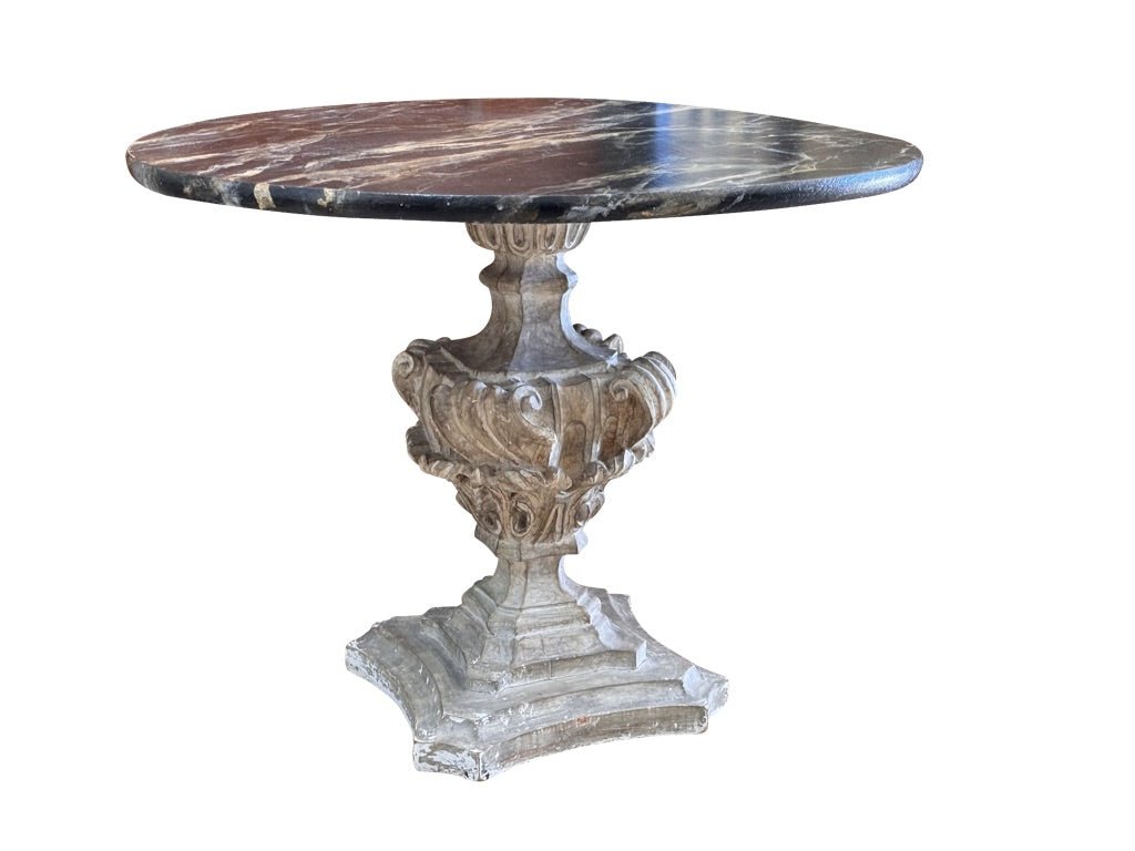 Center Table with Carved and Painted Pedestal Base - Helen Storey Antiques