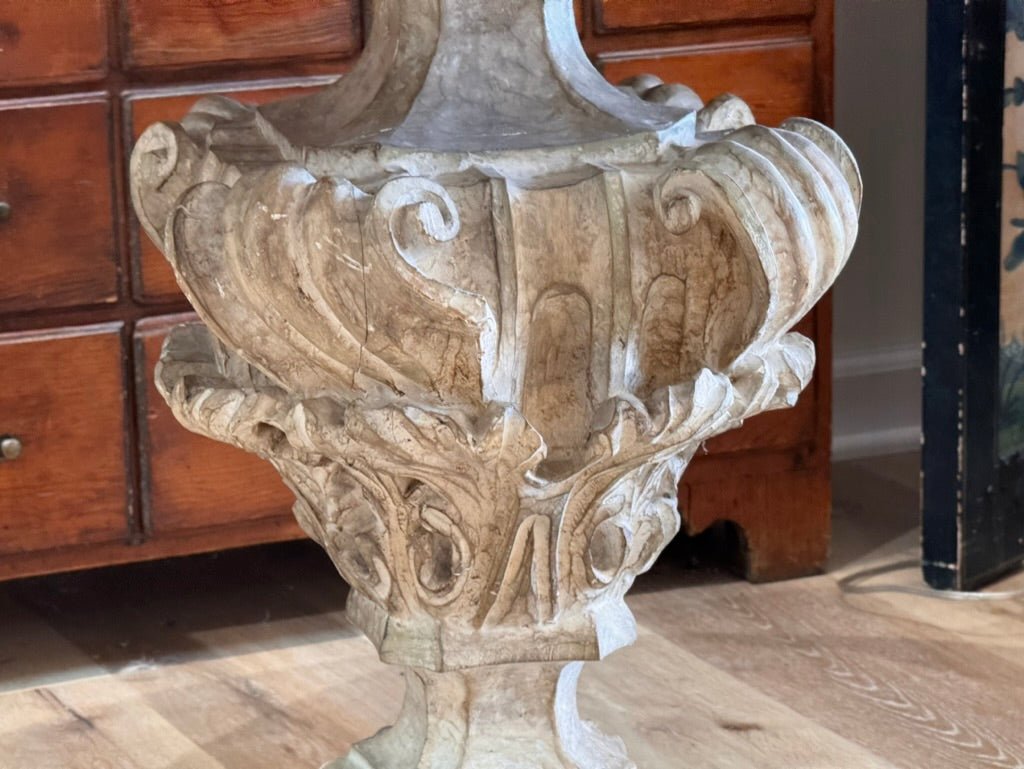 Center Table with Carved and Painted Pedestal Base - Helen Storey Antiques