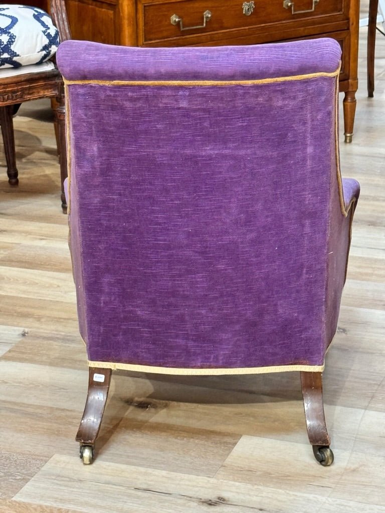 Charming Late 19th Century Napoleon III Velvet - Upholstered Slipper Chair - Helen Storey Antiques