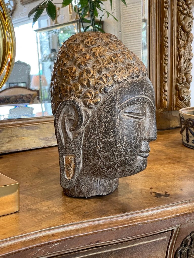 Chinese carved stone Buddha Head - Helen Storey Antiques