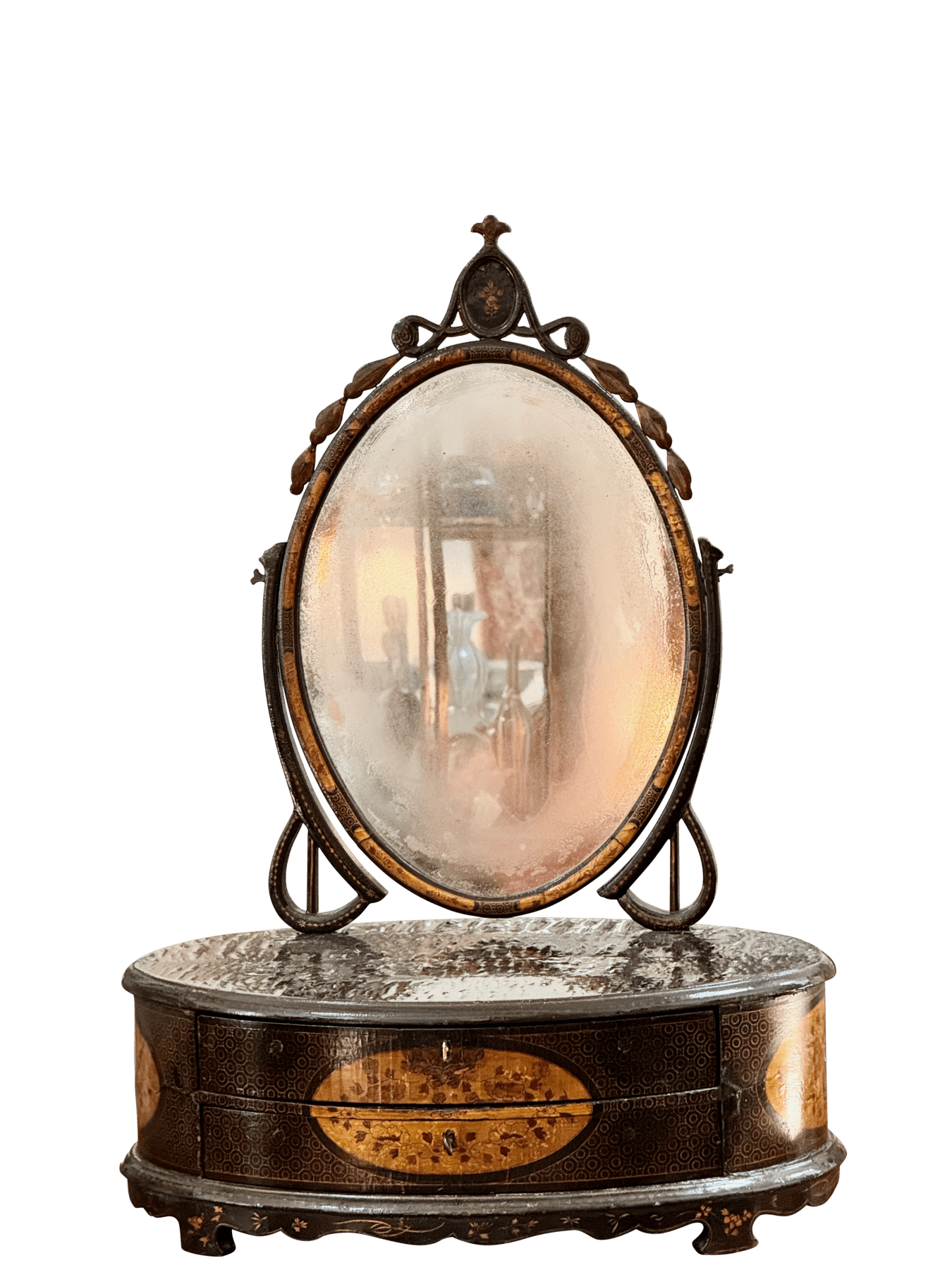 Chinese Export Lacquer Dressing or Vanity Mirror, 18th Century