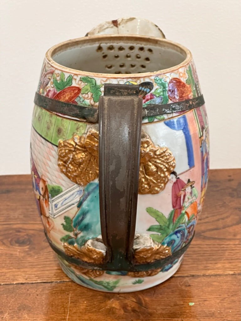 Chinese Export Rose Mandarine Cider Jug - Helen Storey Antiques