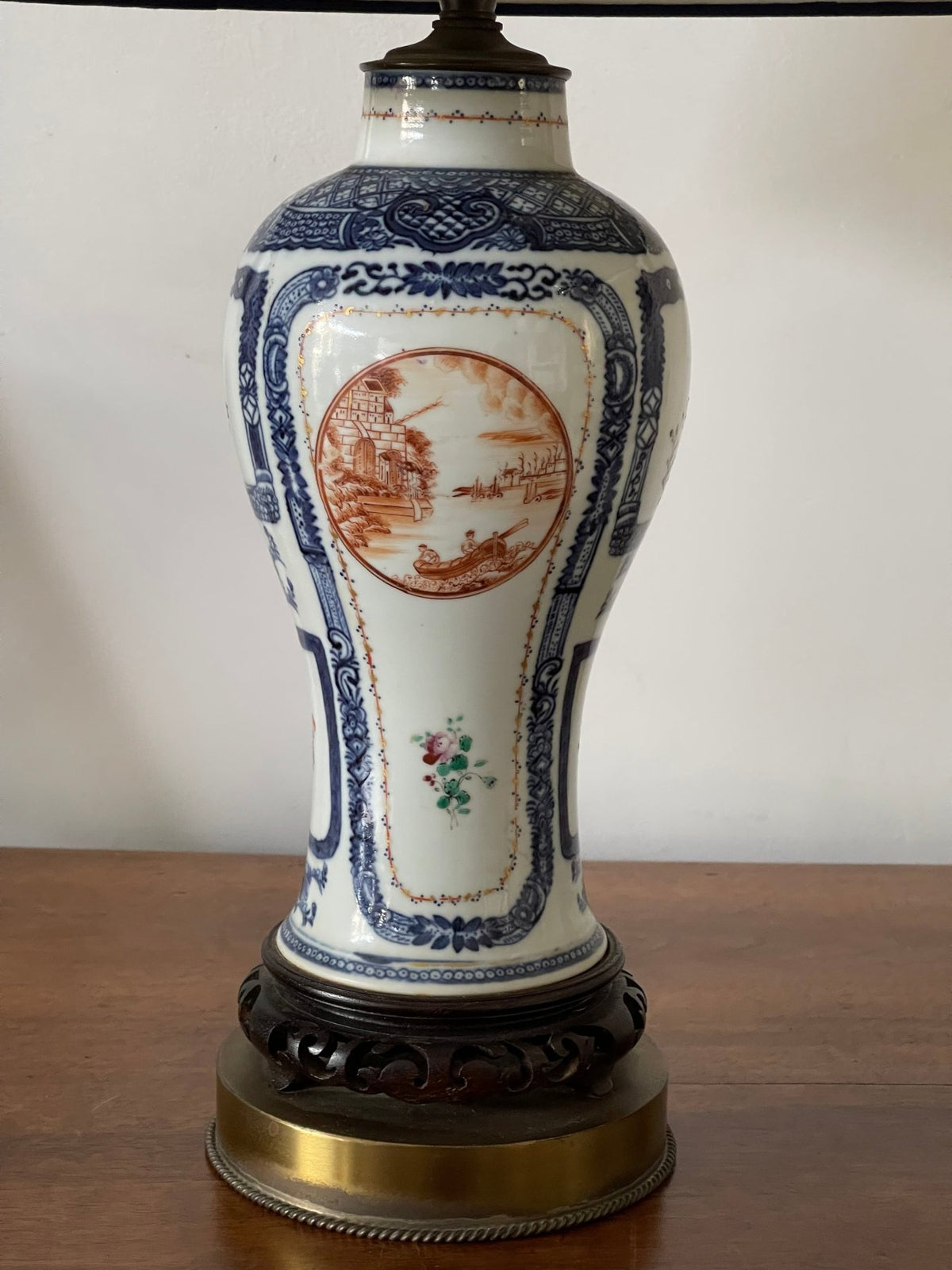 Chinese Export Vase Mounted as Lamp - Helen Storey Antiques