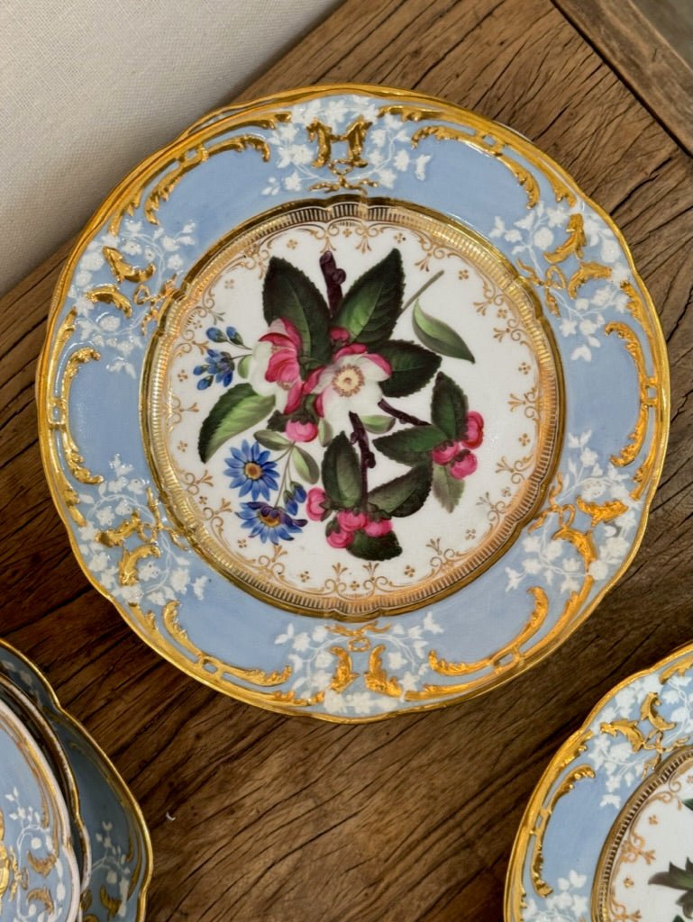 Coalport Plates, Serving Pieces, Exceptional Floral Painted, Feldspar Porcelain 19th C. - Helen Storey Antiques